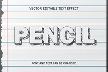 Pencil Sketch Hand Drawing Style Editable Text Effect Font Typography Lettering Template Design Paper Background