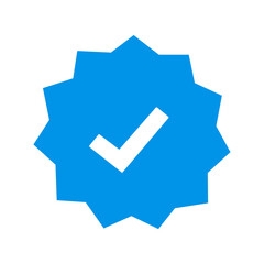 Instagram verified profile badge. Blue verified instagram account icon. Social media account verification icon. Blue check mark sign. Guaranteed safety person sign. Approved tick profile - vector