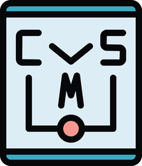 Wall Mural - cms paper icon outline vector. code system. website html color flat