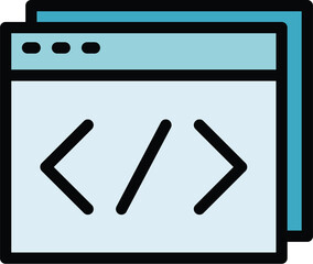 Wall Mural - html code icon outline vector. cms development. website system color flat