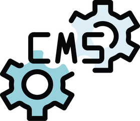 Wall Mural - cms system icon outline vector. html design. page pc color flat