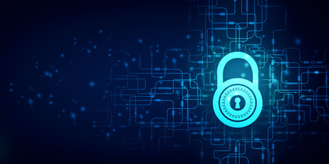 2d illustration Safety concept: Closed Padlock on digital background