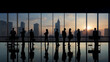 © JKLoma - Silhouette of Business People Posing by Windows,generative ai