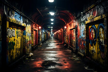 Vibrant Street Art Adorns The Path Of The Tunnel