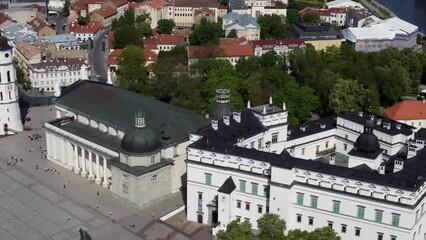 Sticker - Aerial of the Palace of the Grand Dukes of Lithuania with the cityscape in the background