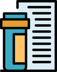 Wall Mural - Lab medical test icon outline vector. Laboratory experiment. Computer education color flat