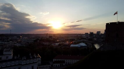 Sticker - Aerial video of old buildings and skyscrapers in Vilnius, Capital of Lithuania