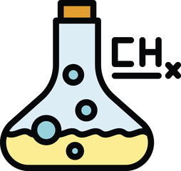 Wall Mural - chemical flask icon outline vector. lab research. medical test color flat