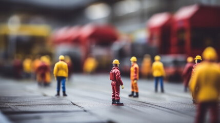 Wall Mural - Toys Model of People in overalls in construction site