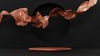 © Cond.STD - podium display with gold silk fabric on black background, luxury empty stage for product placement, 3D Rendering