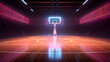 © Prasanth - game corridor wall indoor room background empty neon interior arena basketball hall. .