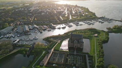 Poster - Aerial of the medieval Muiderslot castle in the Netherlands