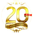 20 Years Anniversary with laurel wreath Golden Ribbon  illustration