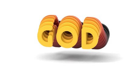 Poster - 3d design of the word GOD text written in abstract typography on white background