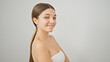 © Krakenimages.com - Young beautiful girl smiling confident standing over isolated white background