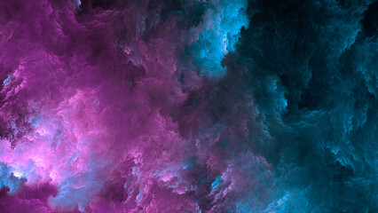 Wall Mural - Abstract fractal background in the form of pink and turquoise clouds.  Space clouds