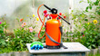 Orange containers for spraying pesticides
