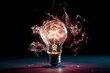 © meredith blaché  - concept graphic of a bright lightbulb shattering with a dark background representing the brainstorming and bright idea process.