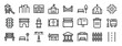 set of 24 outline web city icons such as playground, cityscape, mansion, city hall, bridge, park, church vector icons for report, presentation, diagram, web design, mobile app