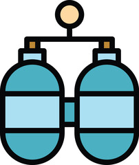 Wall Mural - Oxygen tanks icon outline vector. Concentrator equipment. Oximeter therapy color flat