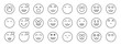 © MacroOne - set of 24 outline web emoji icons such as happy, in love, shout, fool, happy, nerd, in love vector icons for report, presentation, diagram, web design, mobile app