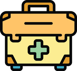 Poster - First aid kit icon outline vector. Emergency box. Health case color flat