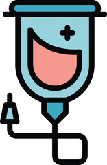 Sticker - Blood bag icon outline vector. Transfusion plasma. Donate pack color flat