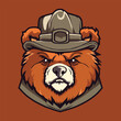 An illustration of a logo featuring a forest ranger bear, perfect as a mascot logo or for nature enthusiasts. Embracing the principles of respecting nature, teamwork, and environmental consciousness. 