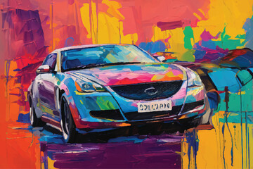 painting abstract car vector watercolor hand paint, Generative AI illustration.