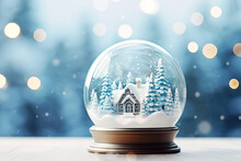 A Snow Globe With An Icy Blue Winter Scene