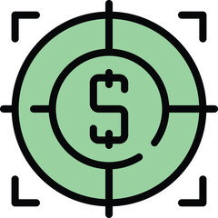 Wall Mural - Passive income target icon outline vector. Computer money. Business job color flat