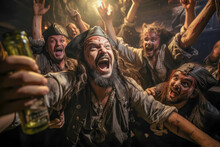 Crazed Pirates Celebrating A Successful Raid On The High Seas