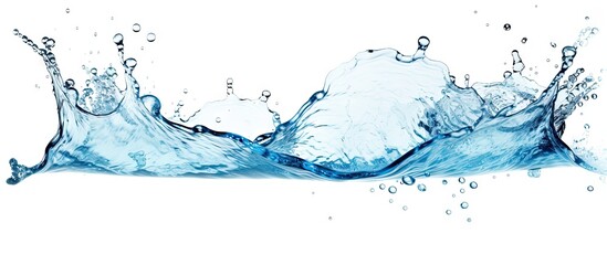  A splash of water with bubbles on a white background.