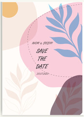 Wall Mural - floral wedding cards, invitation template leaves, and flowers vector
