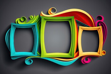 Wall Mural - Colorful frames on a black background