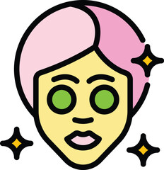 Sticker - Face massage icon outline vector. Woman facial. Skin beauty color flat