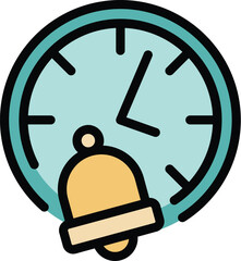Wall Mural - Alarm clock icon outline vector. Time zone. Global hour color flat