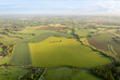 Aerial view of the fields in the countryside in Kent, UK