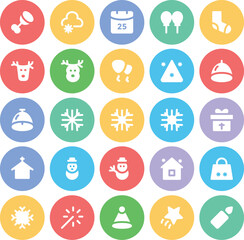 Poster - Set of Xmas Party Bold Line Icons 

