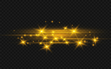 Wall Mural - the dust sparks and golden stars shine with special light. vector sparkles on a transparent backgrou