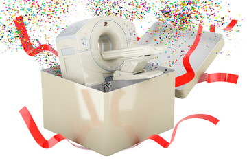 Wall Mural - PET or MRI inside gift box, 3D rendering