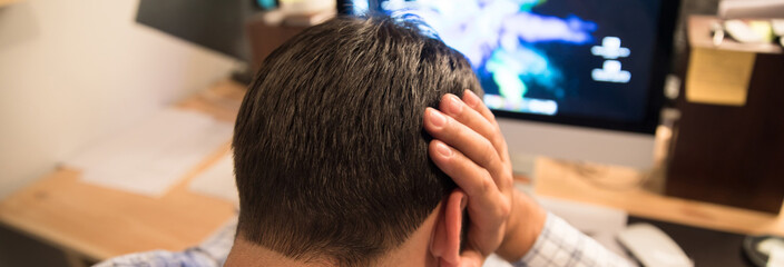 Canvas Print - sad business man hand in head