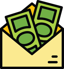 Wall Mural - Charity money envelope icon outline vector. Help people. Social help color flat