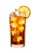 glass of iced tea with lemon isolated on a transparent background, generative ai