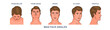 © 100% HAND-CRAFTED - Man face angles set. Head of young human from below and above, front and profile, three quarter and turn of view. Realistic guy portraits. Linear flat vector collection isolated on white background