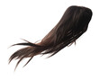 Long straight Wig hair style fly fall explosion. Brown woman wig hair float in mid air. Straight brown wig hair wind blow cloud throw. White background isolated high speed freeze motion