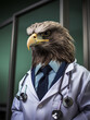 An Anthropomorphic Eagle Dressed Up as a Doctor in a Hospital