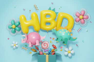 Poster - 3D cheerful party balloons poster