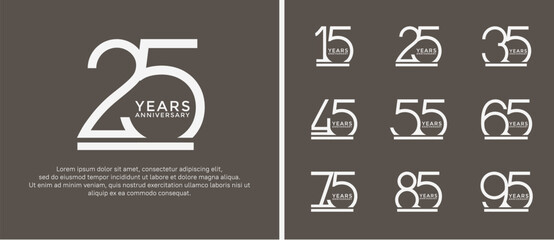 Wall Mural - set of anniversary logo white color on brown background for celebration moment