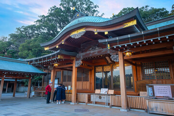 Sticker - Nagasaki, Japan - Nov 28 2022: Suwa Shrine is a major Shinto shrine, it's established as a way of stopping and reverting the conversion to Christianity that took place in Nagasaki